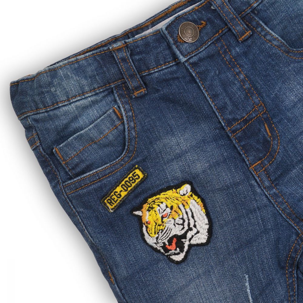 Pantaloni denim cu aplicatie Minoti Tiger 