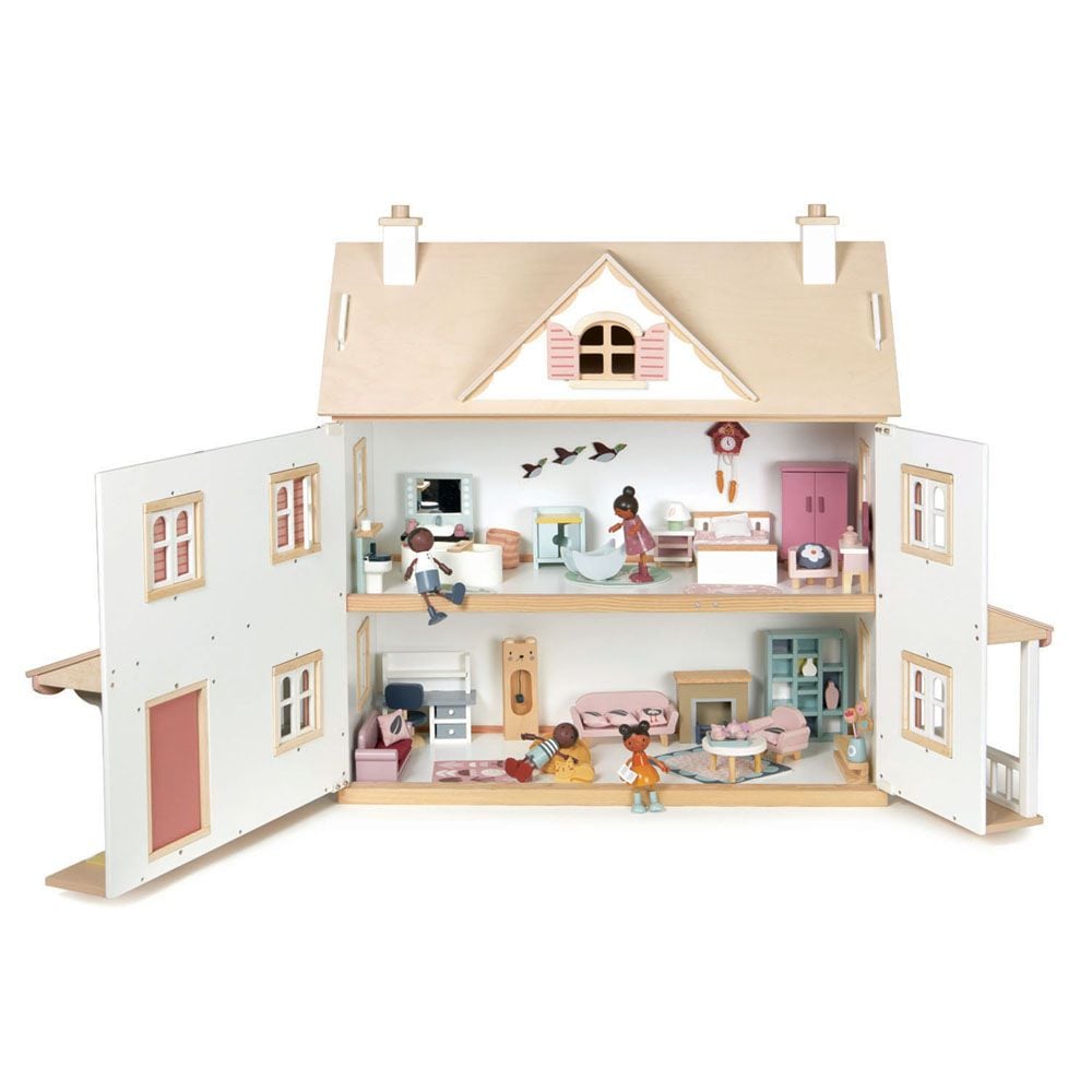 Casuta coloniala de papusi din lemn premium, Tender Leaf Toys