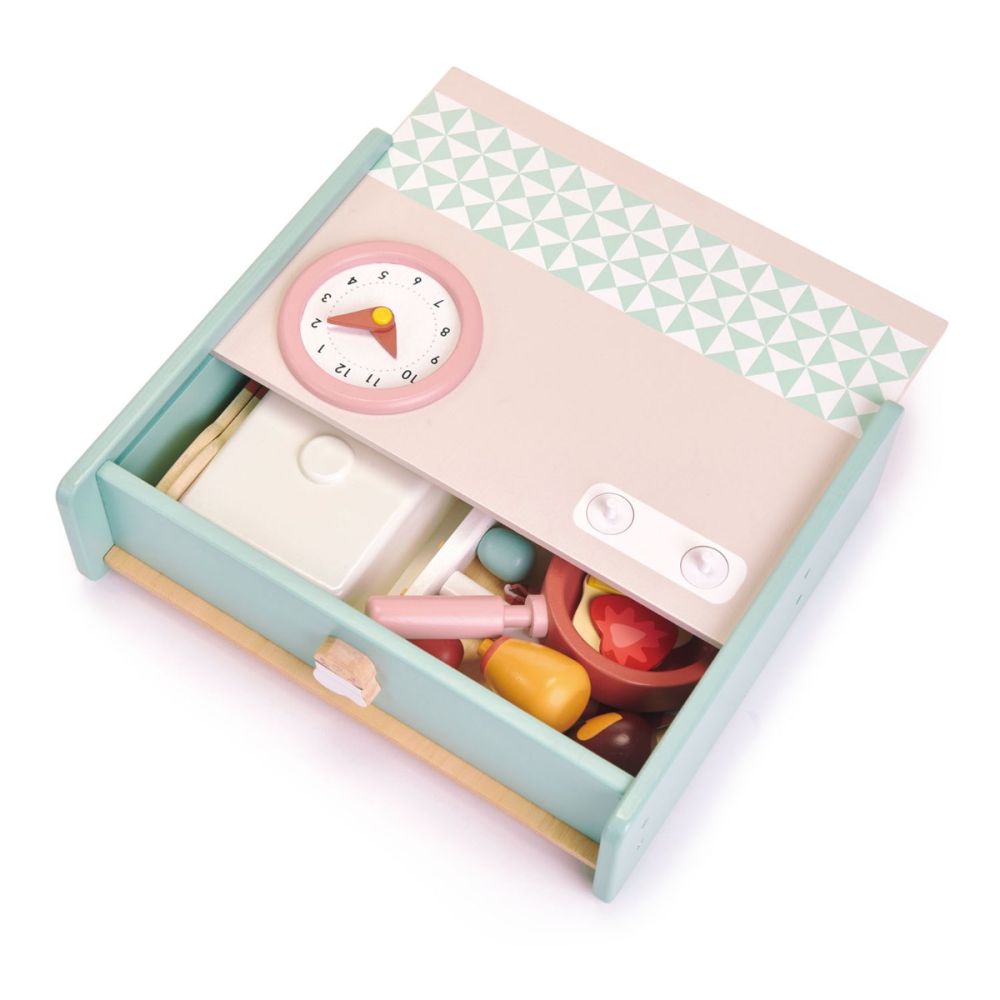 Set de joaca, Chicineta din lemn, Mini Chef Kitchenette, Tender Leaf Toys, 11 piese