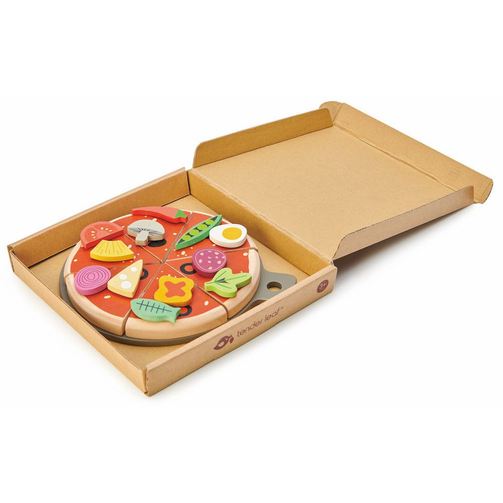 Petrecere cu pizza din lemn, Tender Leaf Toys, 19 piese