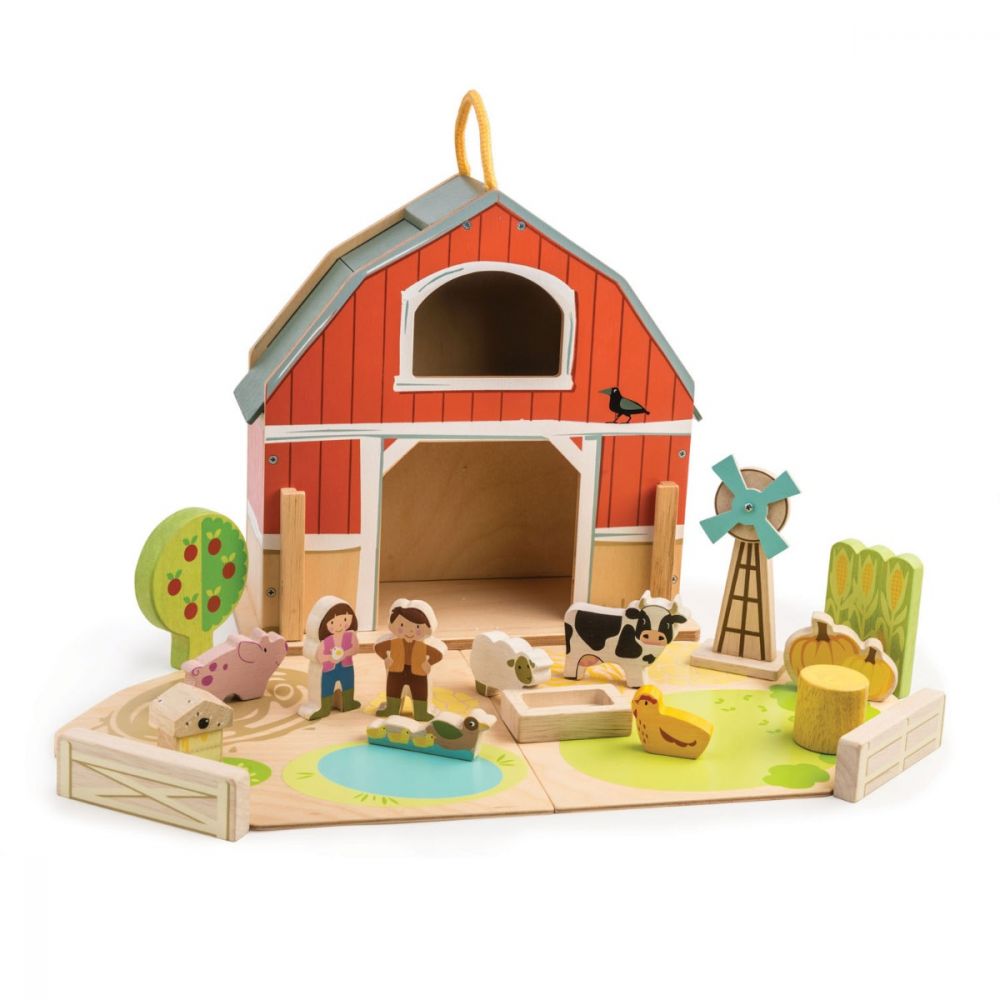 Set de joaca, Micul hambar din lemn, Tender Leaf Toys, Little Barn, 18 piese