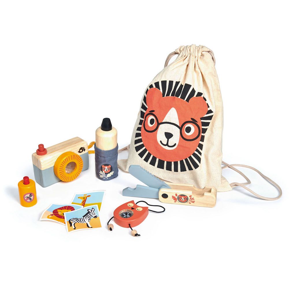 Kitul exploratorului safari din lemn premium, Tender Leaf Toys, 10 piese