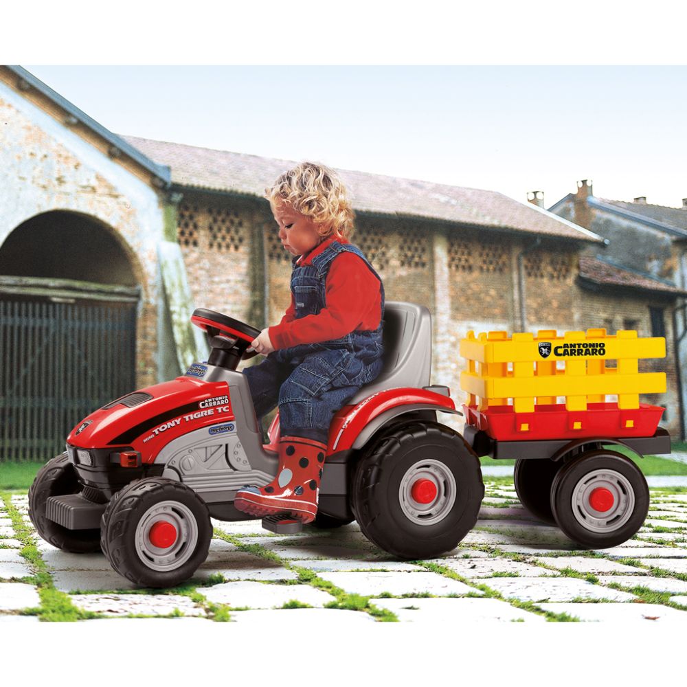 Tractor cu pedale si remorca Peg Perego Mini Tony Tigre , IGCD0529, Rosu