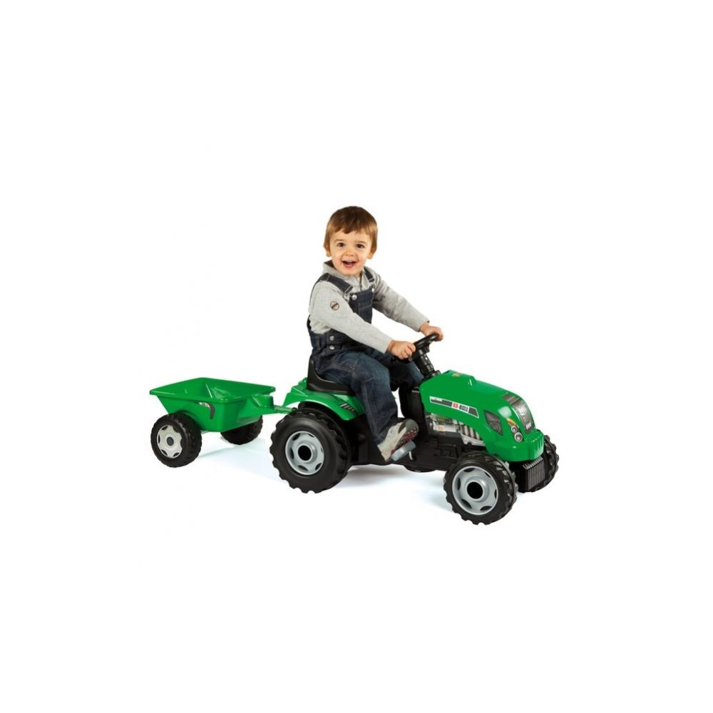 Tractor cu pedale si remorca Smoby, Verde