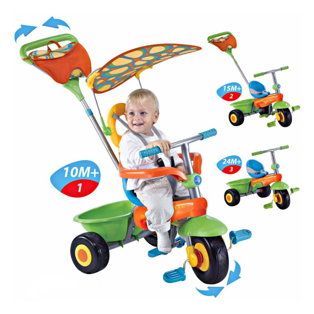 Tricicleta copii Smart Trike Fresh, 3-in-1, Rosu si verde
