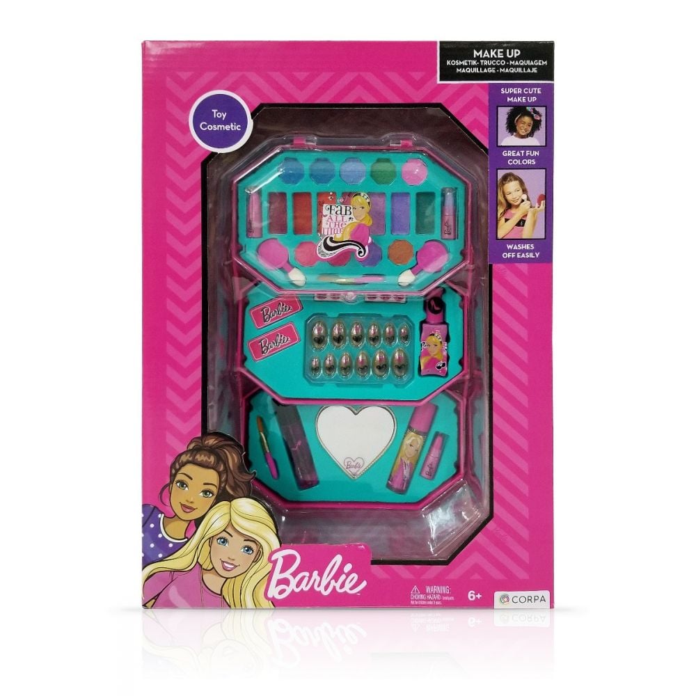 Trusa de Make-up octogonala, cu 3 niveluri, Barbie
