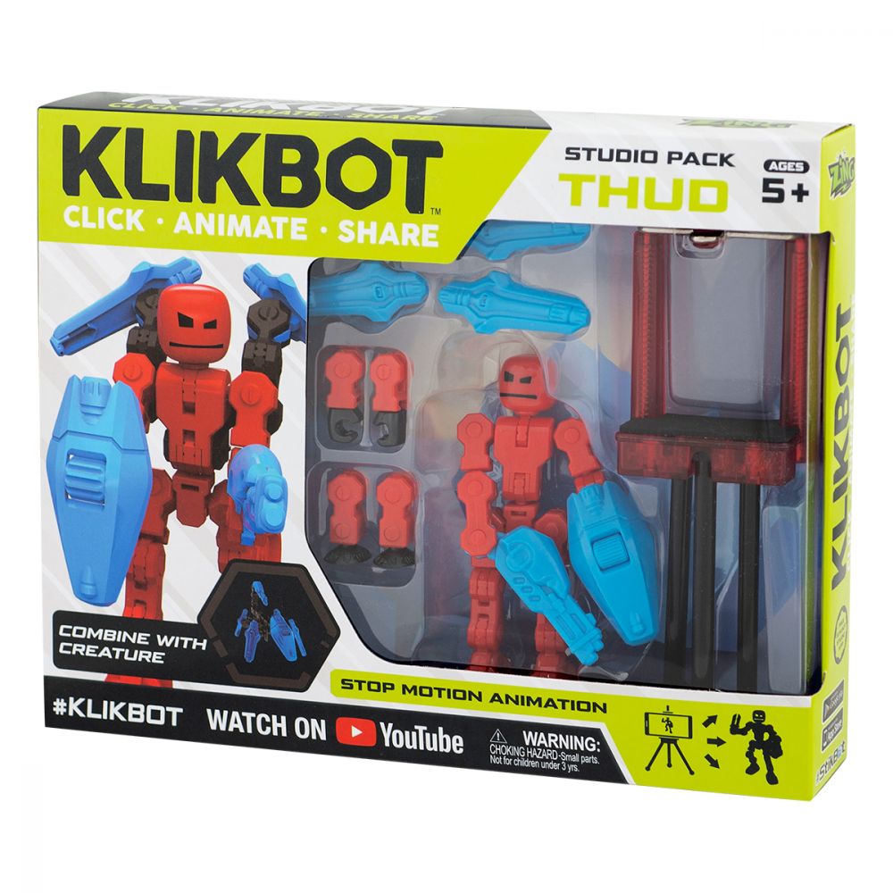 Set Figurina Robot articulat transformabil KlikBot Studio Pack, Red