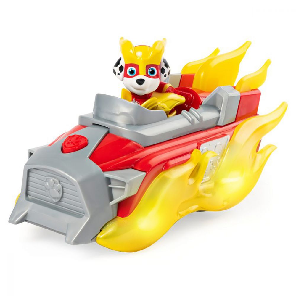 Figurina cu vehicul Paw Patrol Deluxe Vehicle Mighty Pups, Marshall 20121273