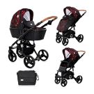 Set Carucior Lorelli Rimini, cos landou separat  inclus, Ruby Red Black