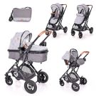 Set Carucior Lorelli Sena, cos auto inclus, cadru aluminiu, pliere compacta, Grey Squared