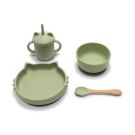 Set de hranire din silicon natural, Lorelli, 4 piese, 6 luni+, Fresh Green