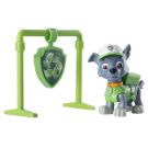 Figurina si insigna Paw Patrol, Pull Back Rocky