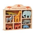 Animalute din savana pe raft, Tender Leaf Toys, Set 8 piese din lemn