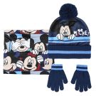 Set caciula fular si manusi Mickey Mouse, Albastru