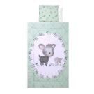 Set lenjerie pat 4 piese, Lorelli, din bumbac ranforce, Lamb Green