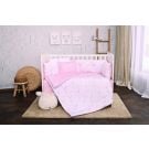 Set lenjerie de pat Lorelli, cu 7 piese din bumbac ranforce, Lily, Pink Moons and Stars