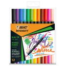 Set 12 markere de colorat cu dublu varf, Bic, Intensity