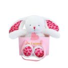 Jucarie de plus in punga cadou, Doudou, Iepuras, Te iubesc, 25 cm