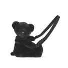 Jucarie de plus, Doudou, Ursulet, geanta crossbody, Negru, 30 cm