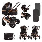Set carucior, Lorelli Lora, 3 in 1, cos auto inclus, Luxe Black