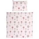Set lenjerie pat 5 piese bumbac Ranforce, Lorelli, Eva Grey Baloons - pentru paturile Milano si Alicante