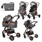 Set carucior, Lorelli Alba Premium, 3 in 1, cos auto inclus, Luxe Black