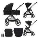 Carucior set 2 in 1, Lorelli Venice, cos landou individual, cadru din aluminiu, sezut reversibil, pana la 22 Kg, Black
