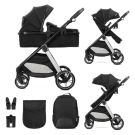Carucior set 2 in 1, Lorelli Aspen, transformabil, set adaptori cos auto inclus, pana la 22 kg, Black