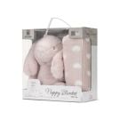 Paturica moale cu jucarie din plus, Lorelli Nappy, 90 x 75 cm, Iepuras, Pink