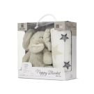 Paturica moale cu jucarie din plus, Lorelli Nappy, 90 x 75 cm, Elefant, Beige