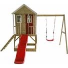 Casuta de gradina cu platforma, loc pentru nisip, tobogan si leagan, Nordic Adventure House, Wendi Toys