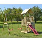 Turn de joaca cu panou catarare, 1 tobogan, 2 leagane, masuta picnic cu bancute, lada nisip, Wendi Toys