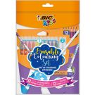 Set 12 creioane colorate + 12 markere de colorat, Bic
