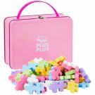Set constructie, Plus-Plus, 70 piese mari, portabil, in cutie metalica, Culori pastelate