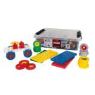 Set constructie educativ, Plus-Plus, 200 piese mari, mix, cu roti si placi de baza