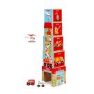 Jucarie de constructie Scratch, Turn cu elicopter si masini de lemn