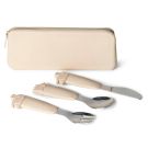 Set tacamuri din otel cu geanta portabila din silicon, Citron, Balerina, Bej