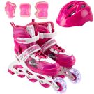 Set de role, Action One, Power Sport, roti luminoase, cu casca, protectii si geanta transport, S (31-34), Roz
