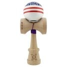 Jucarie de indemanare din lemn, Kendama X, Flippy, Chicanos, King Size V3, Super Sticky, 18 cm, Mov, Alb