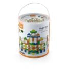 Set 100 cuburi de construit, Viga, din lemn, colorate, 2.5 cm