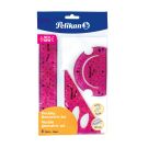 Set geometrie 3 piese, Pelikan, flexibil, roz