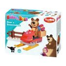 Set de constructie Masha and the Bear - Misha cu snowmobil, 15 piese