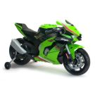 Motocicleta electrica, Injusa, cu roti ajutatoare, 12V, Kawasaki Ninja ZX-R10, Verde