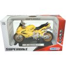 Motocicleta cu lumini si sunete Unika Toy, Galben, 13 cm