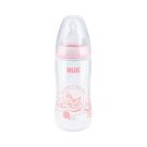 Biberon polipropilena NUK First Choice, 0 luni+, tetina silicon, 300ml, roz