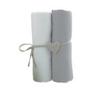 Cearceaf Babycalin 2 piese, 120 x 60cm, Alb si Gri
