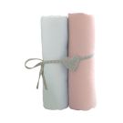 Cearceaf BabyCalin 2 piese, 120 x 60cm, Alb si Roz