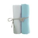 Cearceaf BabyCalin 2 piese, 120 x 60cm, Alb si Turquoise