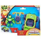 Set figurina cu vehicul, Marvel, Iron Man And His Awesome Friends, Iron Hulk Racer, G1472