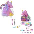 Set de joaca cu 2 mini papusi si accesorii, Polly Pocket, Rainbow Unicorn, HKV51